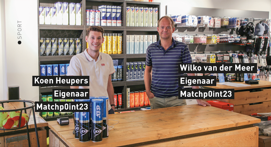 Koen Heupers en Wilko van der Meer in de winkel van Matchpoint23